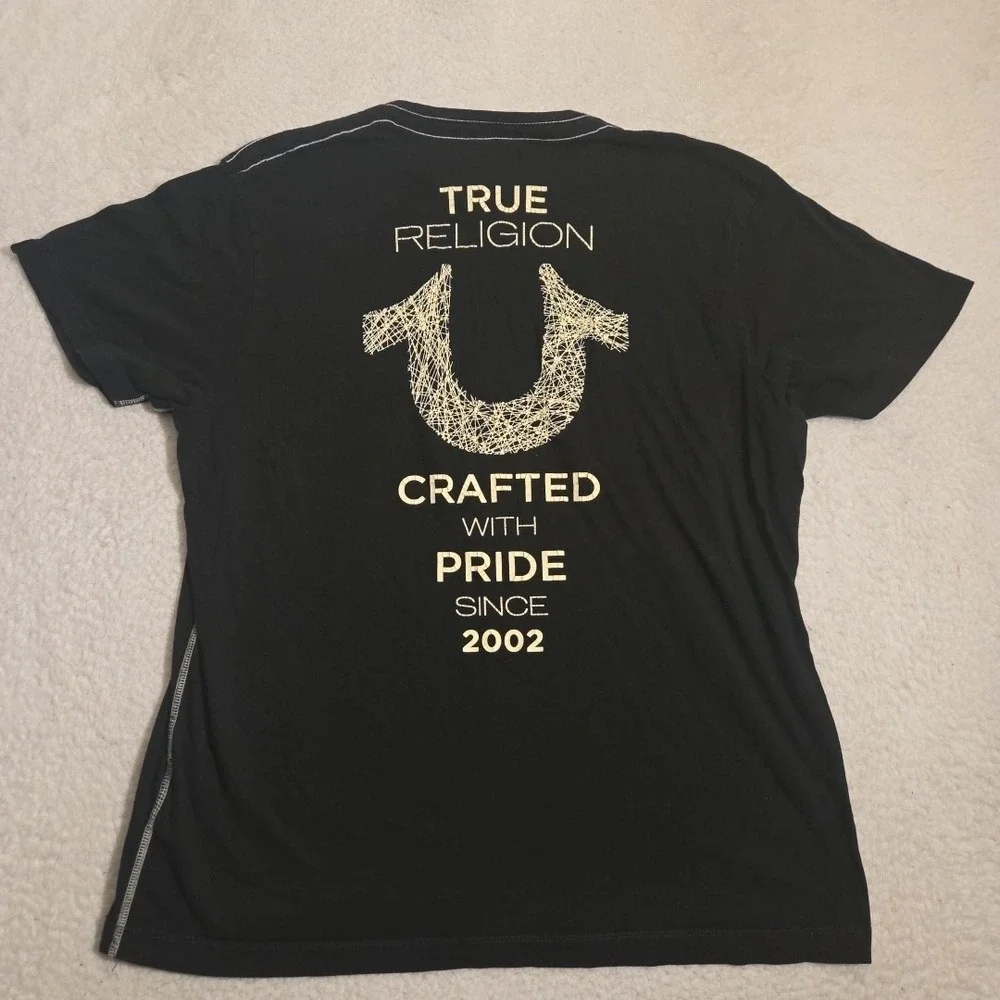 True Religion T‎ shirt mens 2XL Y2K Black vintage retro graphic